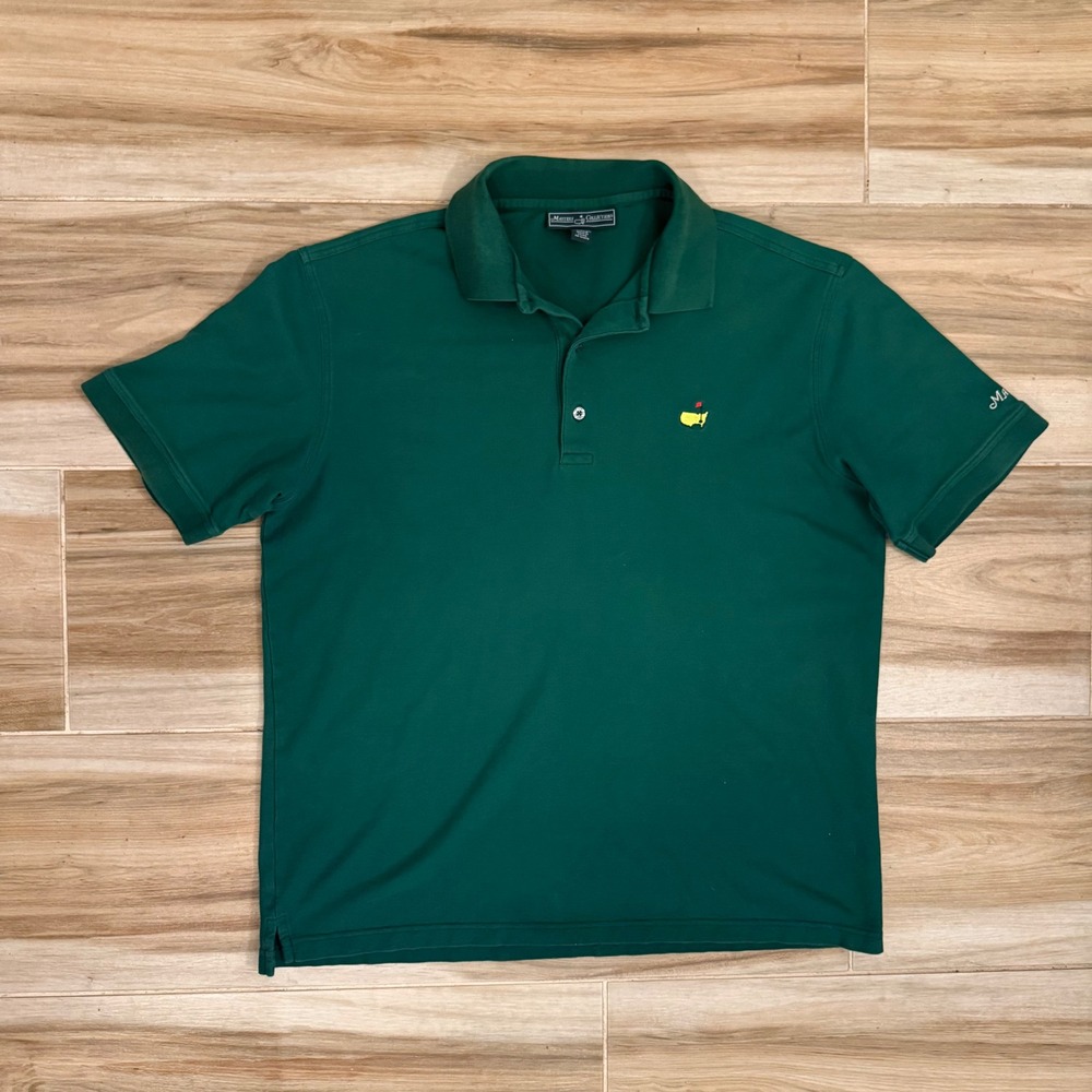Masters Collection Mens Green Pima Cotton Golf Polo Shirt Large Embroidered Logo